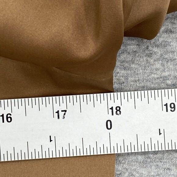 Dennis Basso Blouse Womens Extra Small Brown Silky Button Up Long Sleeve Ruffle - Picture 11 of 13